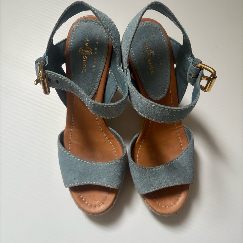 The Original Car Shoe, by Prada Blue Sandals with Platform Heel